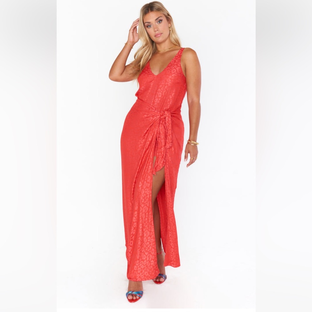 Show Me your MuMu Red Wrap Silk Dress Maxi XL